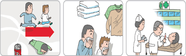 생물학공격시 행동요령 오염물질과 환자와는 절대 접촉해서는 안 됩니다