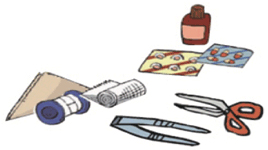 가정용 비상약품 의약품 : 소독제, 해열진통제, 소화제, 지사제, 화상연고, 지혈제, 소염제 등 의약외품 : 핀셋, 가위, 붕대, 탈지면, 반창고, 삼각건 등