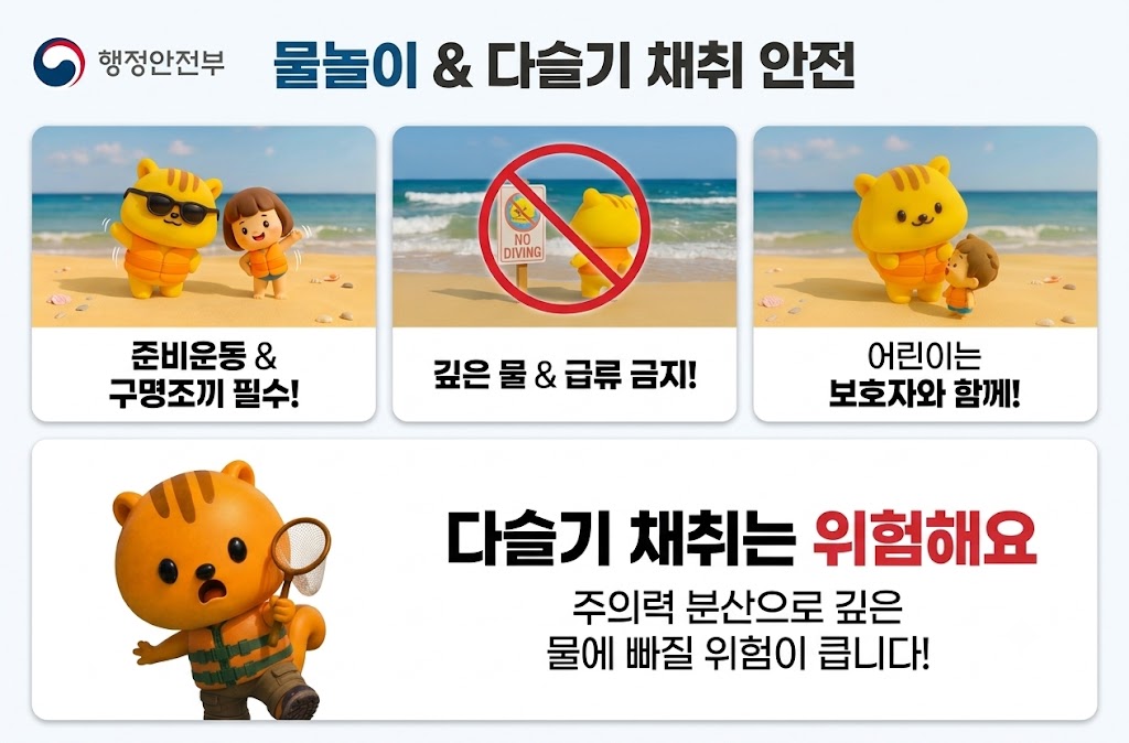 휴가철 성수기를 맞아 수상안전 의식을 제고하고 인명피해를 줄이기 위해 물놀이 안전사고 예방 홍보를 합니다